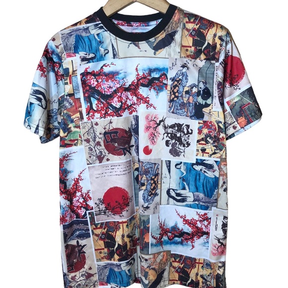 Fresh Prints of Tokyo by Drill clothing Asian collage print Shirt M - Picture 1 of 8
